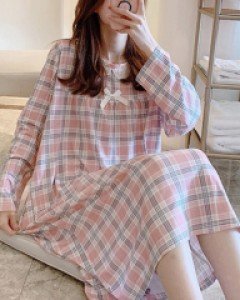 블리 레이스 체크 원피스 파자마