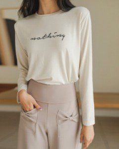 낫띵 자수 레터링 긴팔티