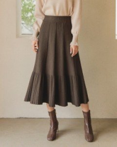 디어 플리츠 니트 롱스커트(울20%)
