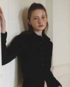 Rhombus Hairy Cardigan ( Black )