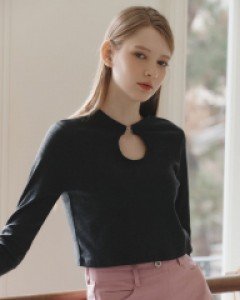 Circle Hook Crop Top ( Charcoal )