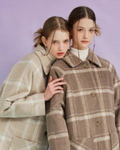 After Snow Check Quilting Wool Coat ( Brown )