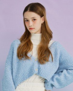 Balloon Tipping Boucle Cardigan ( Skyblue )