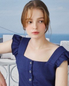 Angel Frill Crop Top ( Navy )