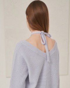 Halter Neck Layered Cashmere Knit ( Blue Lavender )