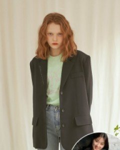 [김혜윤 착용] Collar Embroidery Signature Jacket ( Charcoal )
