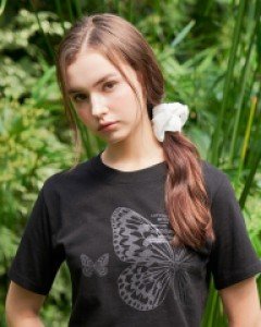 Fade-out Butterfly T-shirt ( Black )