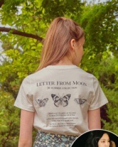 [블랙핑크 제니 착용] Triple Butterfly Crop Short Sleeve T-shirts ( White )