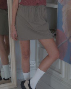 Sia String Nylon Skirt (Khaki)