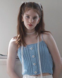 Emily Button Knit Bustier (Sky Blue)