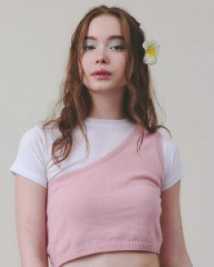 Mermaid Half Unbalance Knit Top ( Pink )