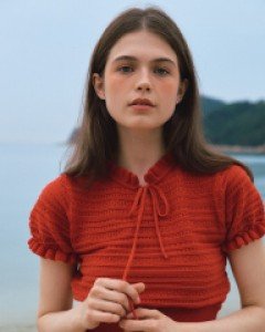 Aspyn Ribbon Eyelet Knitwear ( Red )