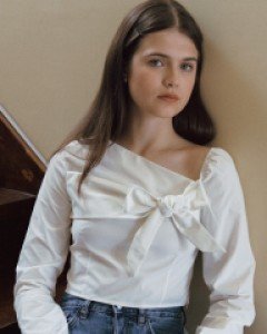 Cross the Ribbon Blouse ( White )