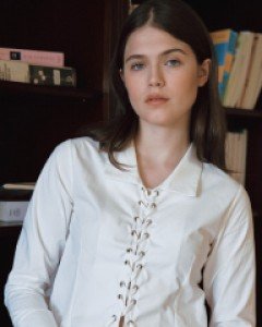 Eyelet Ribbon Shirt ( White )