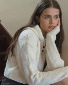 Blurry Powder Wool Hood Sweater ( Ivory )