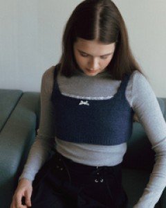 Kind Lace Knit Bustier ( Navy )