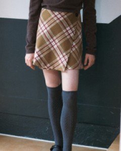Redel Check Wool Wrap Skirt ( Camel )