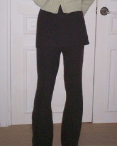 Skirt Layered Boots-cut Knit Pants ( Brown )