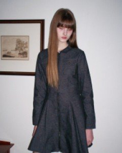 Muse Flare Denim Dress ( Black )