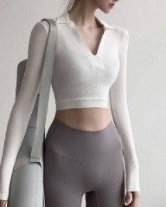 필라테스커버업 카라 크롭 롱슬리브 필라테스복 필라테스옷 요가복 - ㅤㅤ