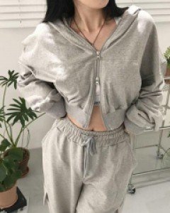 커넥트 크롭 후드 집업 (3color) - ㅤㅤ