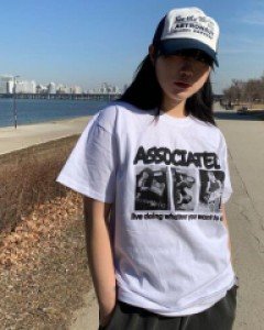 프린팅 라운드넥 코튼 베이직 유니섹스 상의 - ㅤㅤ