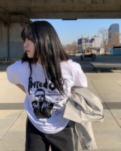 프린팅 라운드넥 코튼 베이직 유니섹스 상의 - ㅤㅤ