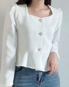 무지 언발란스 폴리 베이직 크롭 상의 - ㅤㅤ