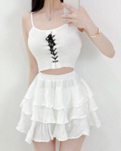 무지 플레어 폴리 베이직 미니 스커트 - ㅤㅤ