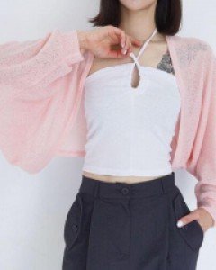 무지 가오리 폴리 컬러풀 세미크롭 자켓 - ㅤㅤ