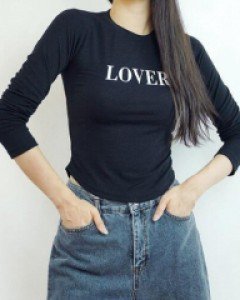 프린팅 라운드넥 폴리 컬러풀 슬림 긴팔 - ㅤㅤ