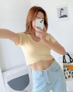 무지 라운드넥 폴리 베이직 미니 티셔츠 - ㅤㅤ