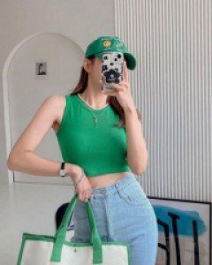 무지 라운드넥 골지 베이직 크롭 민소매, 나시 - ㅤㅤ