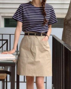 무지 포켓 코튼 베이직 미디 맥시 - ㅤㅤ