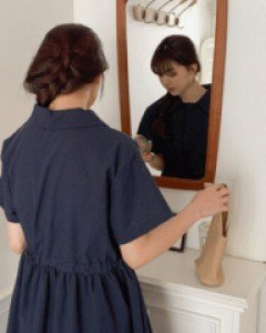무지 카라 아크릴 비비드 롱 드레스 - ㅤㅤ