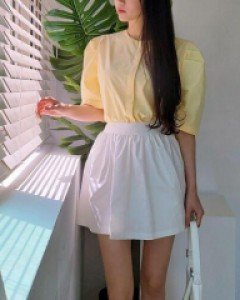 무지 퍼프 코튼 베이직 맥시 블라우스 - ㅤㅤ