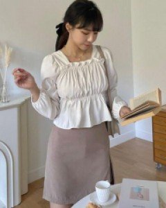 무지 셔링 폴리 컬러풀 소프트 블라우스 - ㅤㅤ