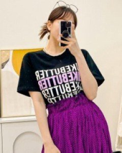 프린팅 라운드넥 코튼 비비드 맥시 티셔츠 - ㅤㅤ