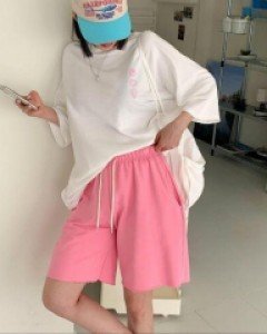 무지 3단 코튼 베이직 미들 반바지,하프팬츠,버뮤다 - ㅤㅤ