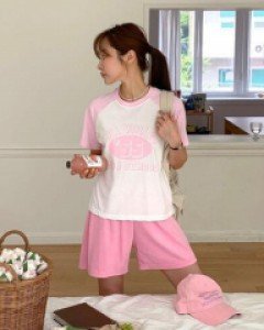 프린팅 나그랑 코튼 컬러풀 미디 티셔츠 - ㅤㅤ