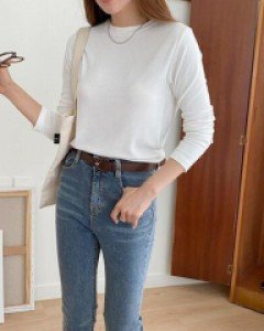 무지 라운드넥 코튼 컬러풀 소프트 티셔츠 - ㅤㅤ