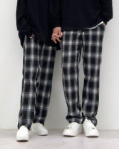 [조거or와이드 2가지 버전/S-XL/핏보장*] 꾸안꾸 빅사이즈 타탄 체크 커플 파자마 잠옷 수면 바지 봄 가을 겨울 밴딩 고무줄 와이드 팬츠 조거 팬츠 마실룩 커플 시밀러룩