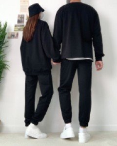 [박스티or반집업 2가지 버전/7컬러/단품가능*] 빅사이즈 오버핏 무지 커플 아노락 맨투맨 티셔츠 반집업 조거 팬츠 밴딩 와이드 팬츠 운동복 체육복 트레이닝 세트 커플 시밀러룩