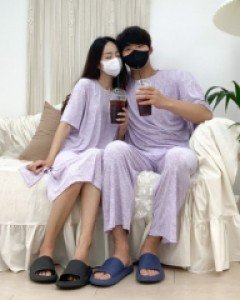 [찰랑찰랑*/여름소재/고퀄리티] 아이스 쿨 냉장고 물나염 냉감 티셔츠 와이드 팬츠 세트 여름 바캉스 빅사이즈 롱 원피스 휴양지 커플룩 여행룩 캠핑룩 꾸안꾸 커플 시밀러룩