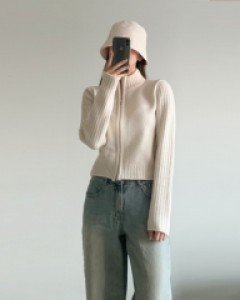 [핏GOOD/3col] 크롭 집업 니트