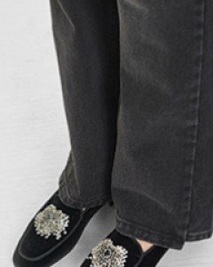 embroidery velvet loafers (2 colors)