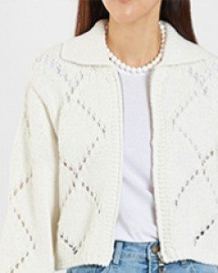 eyelet knit zip-up (3 colors)