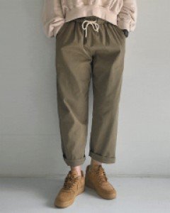 벤덤 코튼 배기 밴딩팬츠