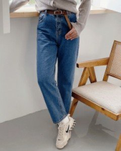 퓨리크 일자 뒷밴딩 데님팬츠