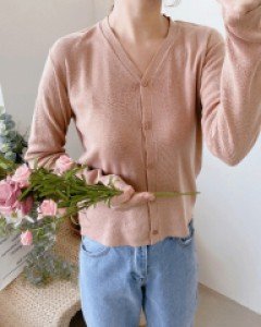 멘커브 브이넥 가디건